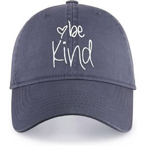 Unisex Blueberry 100% Cotton Be Kind Embroidered Adjustable Size Baseball Cap